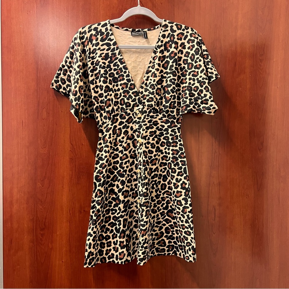 ASOS Design Dress Size 0 Leopard Print Mini Dress New No Tags Fit & Flare A Line
